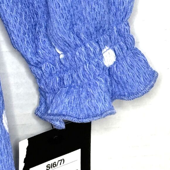 Art Class Girls Blue Polka Dot Textured Woven Long Sleeve Dress Size S 6/7 NEW! - Picture 5 of 10